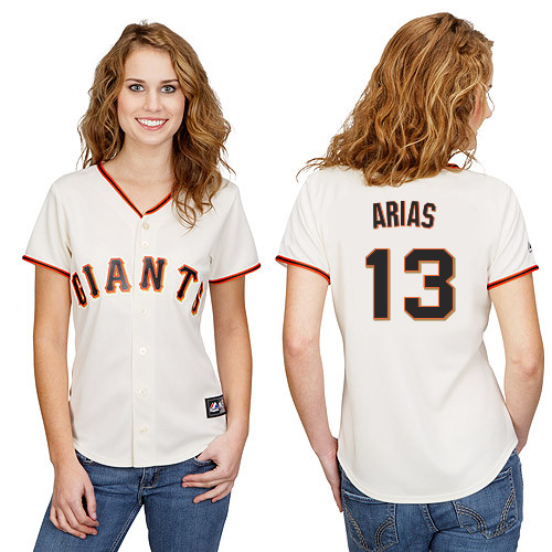 Joaquin arias #13 mlb Jersey-San Francisco Giants Women's Authentic Home White Cool Base Baseball Jersey